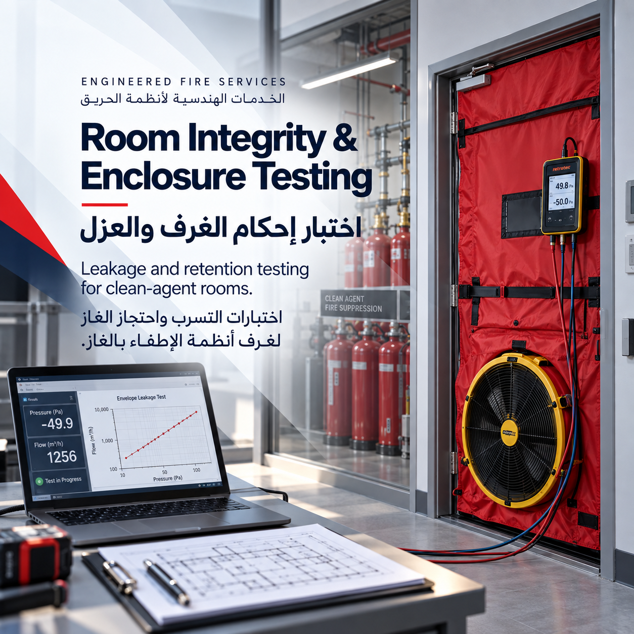 اختبار إحكام الغرف والعزل (Door Fan)